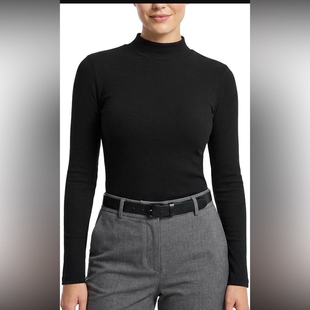 NWT Speculation Woman Black Mock Neck Top 3X Minimalist Long Sleeve